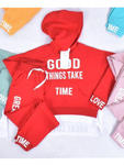 Zestaw dresowy GOOD THINGS TAKE TIME - czerwony w sklepie internetowym Kidsbutik 