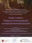Uczeń i mistrz Tradycja i innowacyjność w naukach humanistycznych w sklepie internetowym Booknet.net.pl
