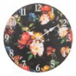 Czarny Zegar Ścienny w Kwiaty B Clayre & Eef w sklepie internetowym Lawendowy Kredens