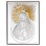 Obraz Matki Boskiej Ostrobramskiej srebrny ze złoceniami | Rozmiar: 6x9 cm | SKU: V18062/2L w sklepie internetowym PasazHandlowy.eu