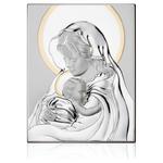 Srebrny Obrazek Matka Boska z Jezusem nowoczesna złocona | Rozmiar: 11x14 cm | SKU: CM453134 w sklepie internetowym PasazHandlowy.eu