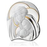 Obraz Świętej Rodziny srebrny nowoczesny ze złoceniami | Rozmiar: 18x21 cm | SKU: CM452639 w sklepie internetowym PasazHandlowy.eu