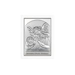 Srebrny obrazek Anioł Stróż Pamiątka Chrztu Świętego w białej oprawie | Rozmiar: 11x15 cm | SKU: BC6669S/2XW w sklepie internetowym PasazHandlowy.eu