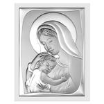 Srebrny Obrazek Matka Boska z dzieciątkiem biała oprawa | Rozmiar: 11x15 cm | SKU: BC6546/2XW w sklepie internetowym PasazHandlowy.eu