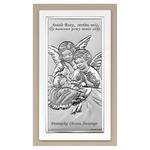 Srebrny obrazek na chrzest z aniołem stróżem nowoczesny pamiątka chrztu z grawerem | Rozmiar: 9x15 cm | SKU: BC6468S/2TP w sklepie internetowym PasazHandlowy.eu
