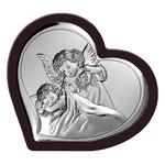 Obraz anioła stróża srebrny klasyczny nad łóżeczko serce brązowa oprawa | Rozmiar: 9.2x9 cm | SKU: BC6448/1WM w sklepie internetowym PasazHandlowy.eu