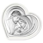 Obraz Świętej Rodziny srebrny nowoczesny serce z grawerem | Rozmiar: 10x9.1 cm | SKU: BC6432S/1F w sklepie internetowym PasazHandlowy.eu