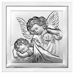 Obraz anioła stróża srebrny nowoczesny nad łóżeczko z latarenką | Rozmiar: 8x8 cm | SKU: BC6387/2W w sklepie internetowym PasazHandlowy.eu