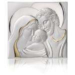 Obraz Świętej Rodziny srebrny nowoczesny ze złoceniami | Rozmiar: 29x26.5 cm | SKU: CM155212 w sklepie internetowym PasazHandlowy.eu