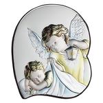 Srebrny obrazek na chrzest anioł stróż z latarenką kolorowy | Rozmiar: 12x14 cm | Kolor: Niebieski | SKU: CM396517 w sklepie internetowym PasazHandlowy.eu