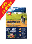 ONTARIO ADULT MEDIUM LAMB AND RICE KARMA HYPOALERGICZNA DLA PSÓW RAS ŚREDNICH 750g+750g za-50% w sklepie internetowym Telekarma.pl