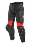 Skórzane spodnie Dainese DELTA 3 - Black/ Black/ Fluo-Red w sklepie internetowym Defender.net.pl