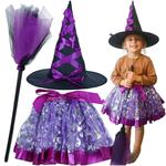 Kostium strój karnawałowy przebranie czarownica wiedźma 3 elementy fioletowy w sklepie internetowym okazje24.eu