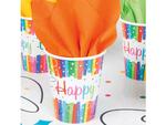 Kubeczki urodzinowe Rainbow Happy Birthday - 266 ml - 8 szt. w sklepie internetowym Partyshop Congee.pl