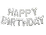 Balonowy baner Happy Birthday srebrny - 4,26 m - 1 kpl w sklepie internetowym Partyshop Congee.pl