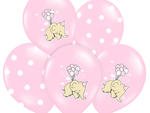 Balony z nadrukiem dla dziewczynki "Słonik" - 37 cm - 5 szt. w sklepie internetowym Partyshop Congee.pl
