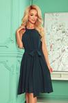 350-4 ALIZEE - szyfonowa sukienka z wiązaniem - ZIELEŃ BUTELKOWA w sklepie internetowym MyButik.pl