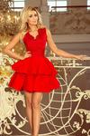 200-4 CHARLOTTE - ekskluzywna sukienka z koronkowym dekoltem - CZERWONA w sklepie internetowym MyButik.pl
