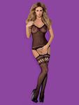 Obsessive Bodystocking F214 - czarne bodystocking typu body + pończochy - Bodystocking F214 w sklepie internetowym Esensa.pl 