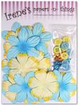 Papierowe kwiatki+dodatki gama żółto-niebieska FE-44324 w sklepie internetowym Serwetnik.pl
